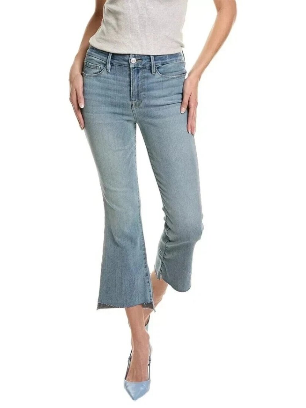 NWOT Frame Le Crop Mini Boot Jeans High Rise Raw Step Hem Stretch In Grenoble 24